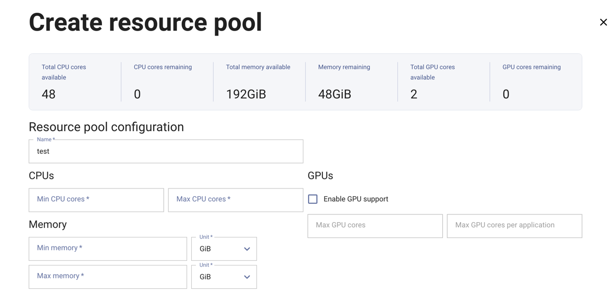 Create resource pool